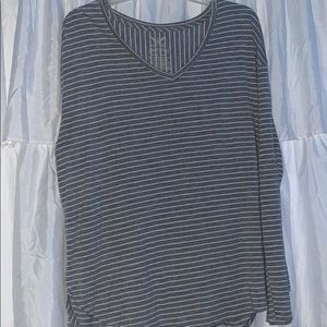 Grey and white long sleeve shirt